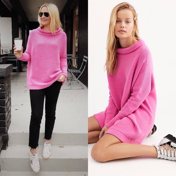 Free People Ottoman Slouchy Tunic in Electric Pink - Picture 2 of 8